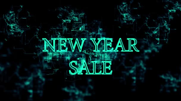 Digital network. Sign "New Year Sale" — Stock Video