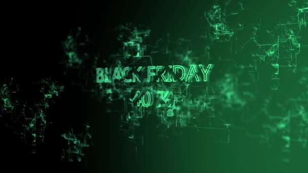 Digitaal 3D-netwerk. Teken "Black Friday-40%" — Stockvideo