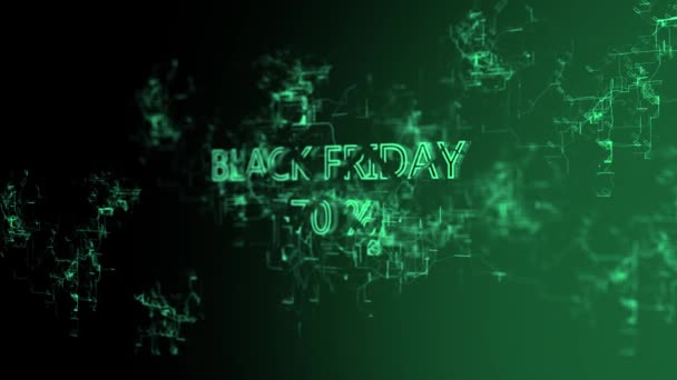 Ψηφιακό δίκτυο 3D. Υπογραφή "μαύρη Παρασκευή-70 τοις εκατό" — Αρχείο Βίντεο