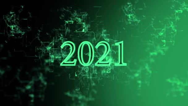 Digitalt nätverk. Skylt "2021" — Stockvideo