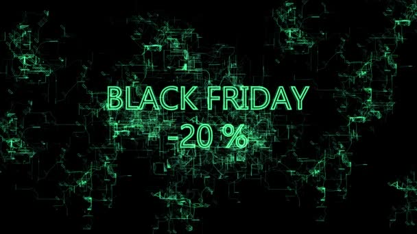 Digital network. Sign "Black Friday -20 percent" — Stock Video