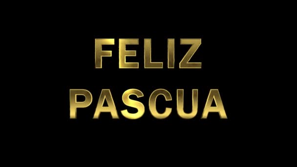 Partikel, die sich in den goldenen Buchstaben sammeln - feliz pascua — Stockvideo