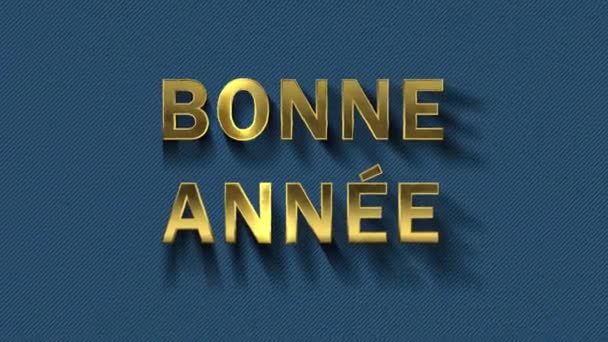 Цветные частицы превращаются в синий фон и текст - Bonne Annee — стоковое видео