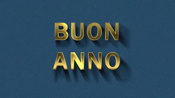 Färgade partiklar förvandlas till blå bakgrund och text-Buon Anno — Stockvideo