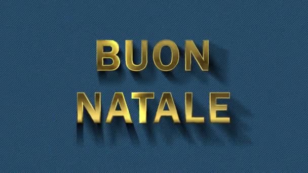 Цветные частицы превращаются в синий фон и текст - Buon Natale — стоковое видео