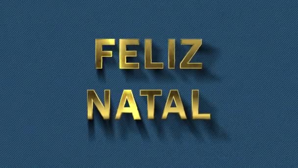 Gekleurde deeltjes veranderen in blauwe achtergrond en tekst-Feliz Natal — Stockvideo