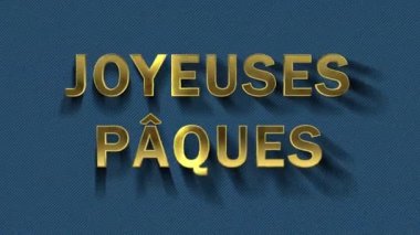 Renkli parçacıklar mavi arka plan ve metin dönüşür - Joyeuses Paques