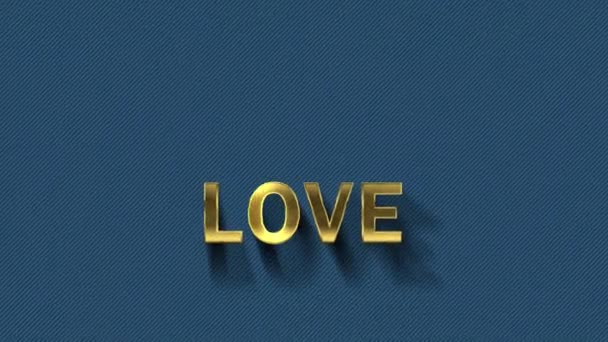 Las partículas de color se convierten en fondo azul y texto - Amor — Vídeos de Stock