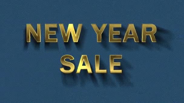 Färgade partiklar förvandlas till blå bakgrund och text-nyår Sale — Stockvideo