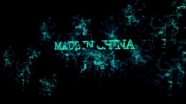 Sieci cyfrowej 3D. Znak "Made in China" — Wideo stockowe