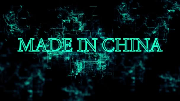 Rede digital 3D. Assine "Made in China " — Vídeo de Stock