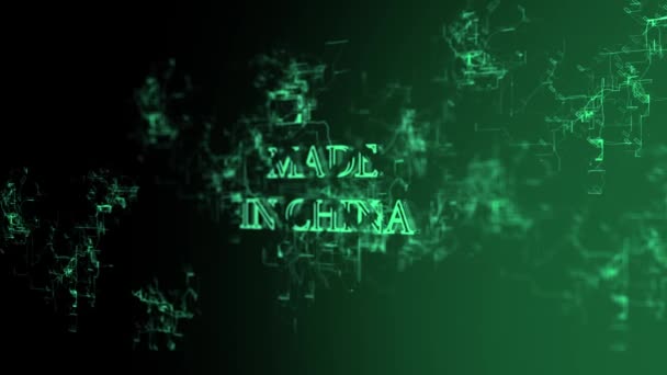 Sieci cyfrowej 3D. Znak "Made in China" — Wideo stockowe