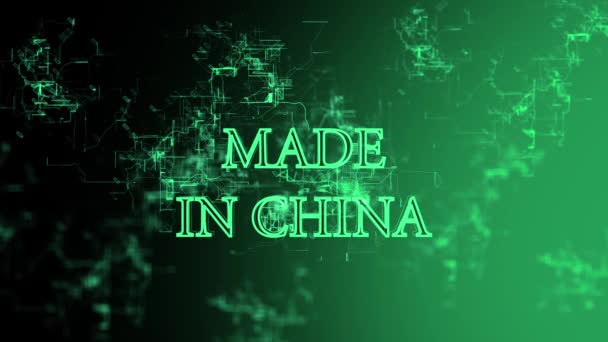 Sieci cyfrowej 3D. Znak "Made in China" — Wideo stockowe