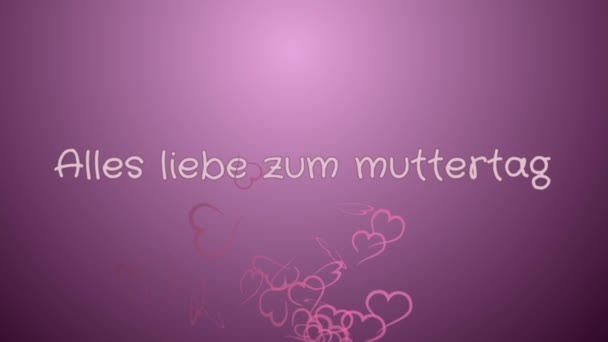 动画 alles liebe zum muttertag, 德国语言的快乐母亲节, 贺卡 — 图库视频影像