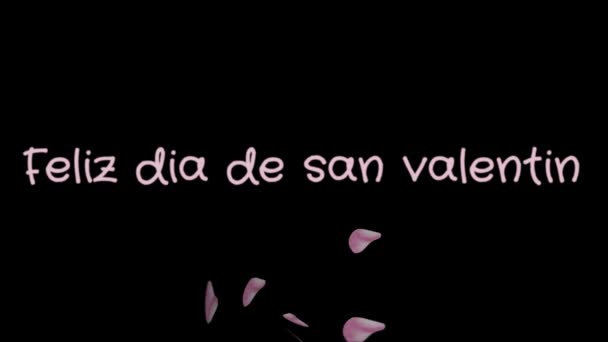 Animáció Feliz dia de san Valentin, boldog Valentin-napot a spanyol nyelv, üdvözlőlap — Stock videók