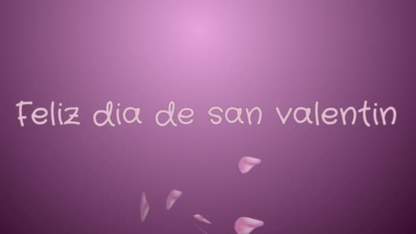 Animation feliz dia de san valentin, glücklicher valentinstag in spanischer sprache, grußkarte — Stockvideo