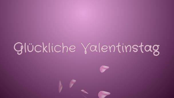 Animation glucklicher Valentinstag, fröhlicher Valentinstag in deutscher Sprache, Grußkarte — Stockvideo