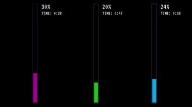 Siyah arka plan üzerinde üç yükleme çubukları