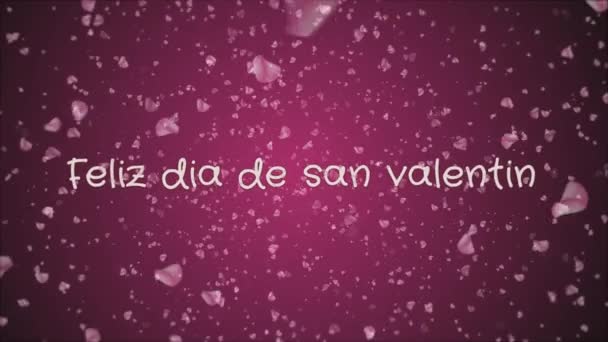 Animazione Feliz dia de san Valentin, Buon San Valentino in lingua spagnola, biglietto di auguri — Video Stock
