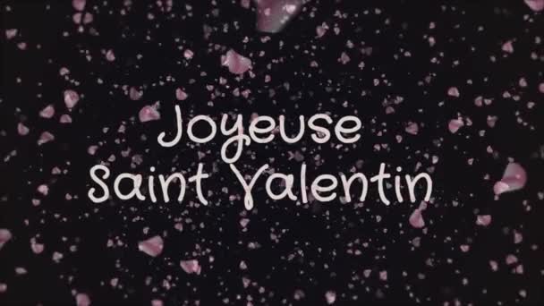 Animasyon Joyeuse Saint Valentin, mutlu sevgililer günü Fransız dili, tebrik kartı — Stok video