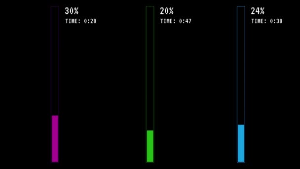 Três barras de carga em um fundo preto — Vídeo de Stock