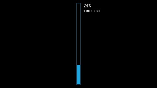 Barra azul de carga vertical sobre fondo negro — Vídeo de stock