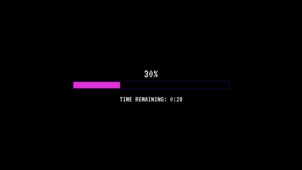 Horizontal loading pink bar on a black background — Stock Video