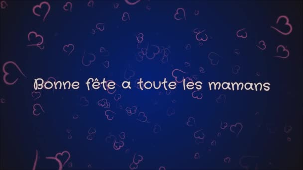 Animasyon Bonne fete toute les mamans, mutlu anneler günü Fransız dili, tebrik kartı — Stok video