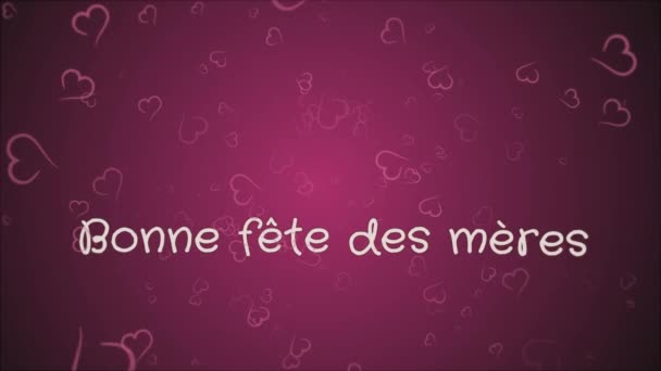 Animaci Bonne fete des meres, šťastné matky den ve francouzském jazyce, blahopřání — Stock video