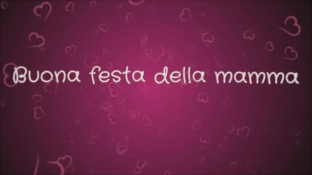 Animacja Buona festa della mamma, szczęśliwy dzień matki w języku włoskim, karty z pozdrowieniami — Wideo stockowe