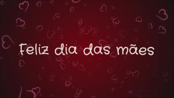 Animation Feliz dia das maes, Happy Mothers day in portuguese language, greeting card — Stock Video