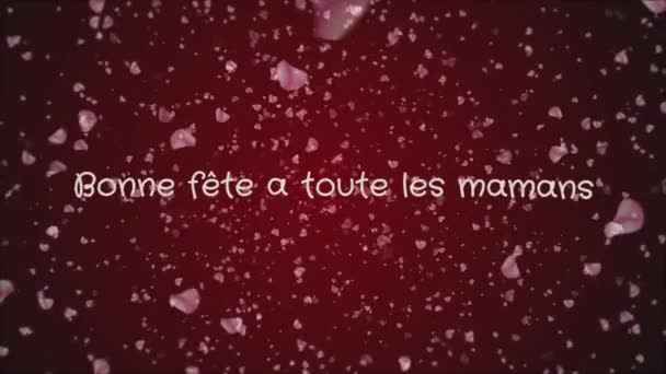 Animation bonne fete a toute les mamans, glücklicher Muttertag in französischer Sprache, Grußkarte — Stockvideo