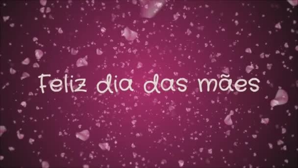 Animatie Feliz dia das maes, Happy Mothers day in Portugese taal, wenskaart — Stockvideo