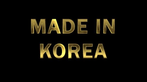 Guldbokstäver samla från partiklar-Made in Korea — Stockvideo