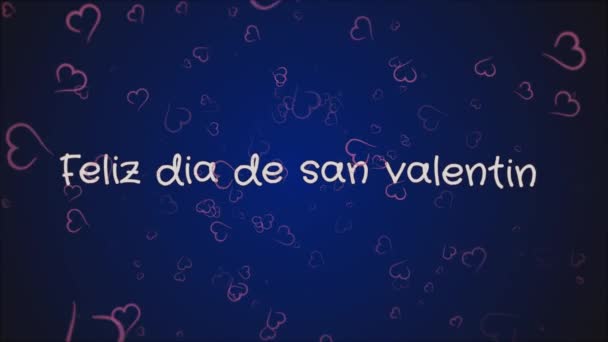 Animation Feliz dia de san Valentin, ευτυχισμένη ημέρα του Αγίου Βαλεντίνου στην ισπανική γλώσσα, ευχετήρια κάρτα — Αρχείο Βίντεο