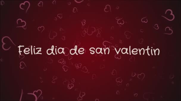 Animation Feliz dia de san Valentin, Happy Valentines day in spanish language, greeting card — Stock Video
