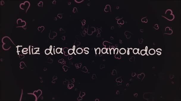 Анимация Feliz dia dos Namorados, Поздравления с днем святого Валентина на португальском языке, Открытки — стоковое видео