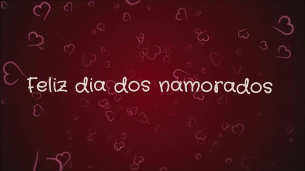 Animación Feliz día dos Namorados, Feliz día de San Valentín en lengua portuguesa, tarjeta de felicitación — Vídeo de stock