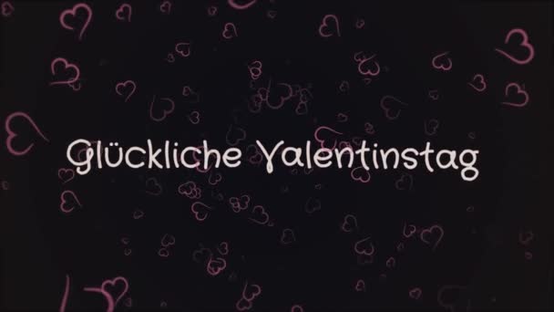 Animace Gluckliche Valentinstag, Happy Valentines den v německém jazyce, blahopřání — Stock video