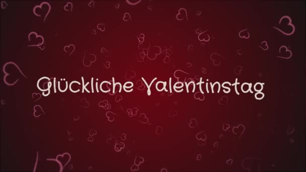 Animáció Gluckliche Valentinstag, boldog Valentin-nap, német nyelvű, üdvözlőlap — Stock videók