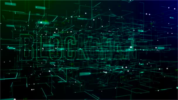 Animation de l'espace numérique avec texte Blockchain 
