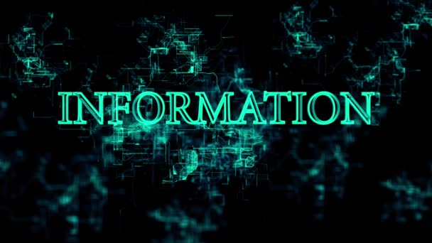"정보" 텍스트로 디지털 그리드 깜박임 — 비디오