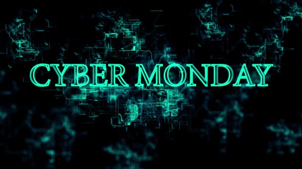 Red electrónica con texto Cyber Monday — Vídeo de stock