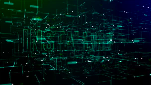 Animation de l'espace numérique rotatif avec installation de texte 