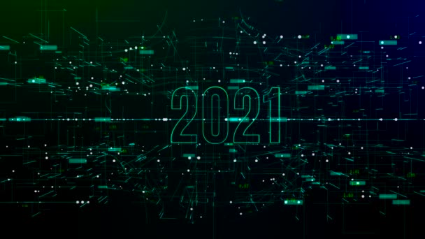 Animation de l'espace numérique avec numéro 2021 — Video