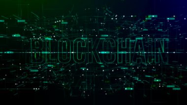 Blockchain metni ile dijital alanın animasyonu