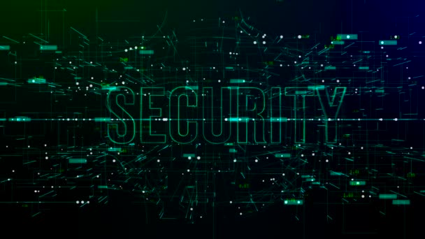 Animation of digital space with Security text — Stock Video