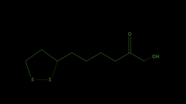 アニメーション - ビタミンNまたはリポ酸の構造式 — ストック動画