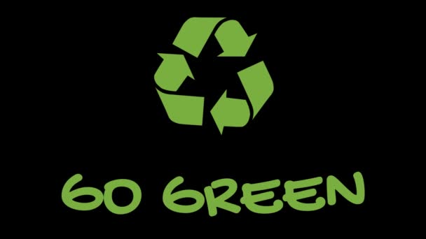 Logotipo de reciclaje animado con lema "verde" - Go Green — Vídeos de Stock