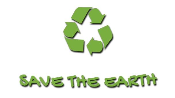 Logotipo de reciclaje animado con lema "verde" - Save The Earth — Vídeos de Stock